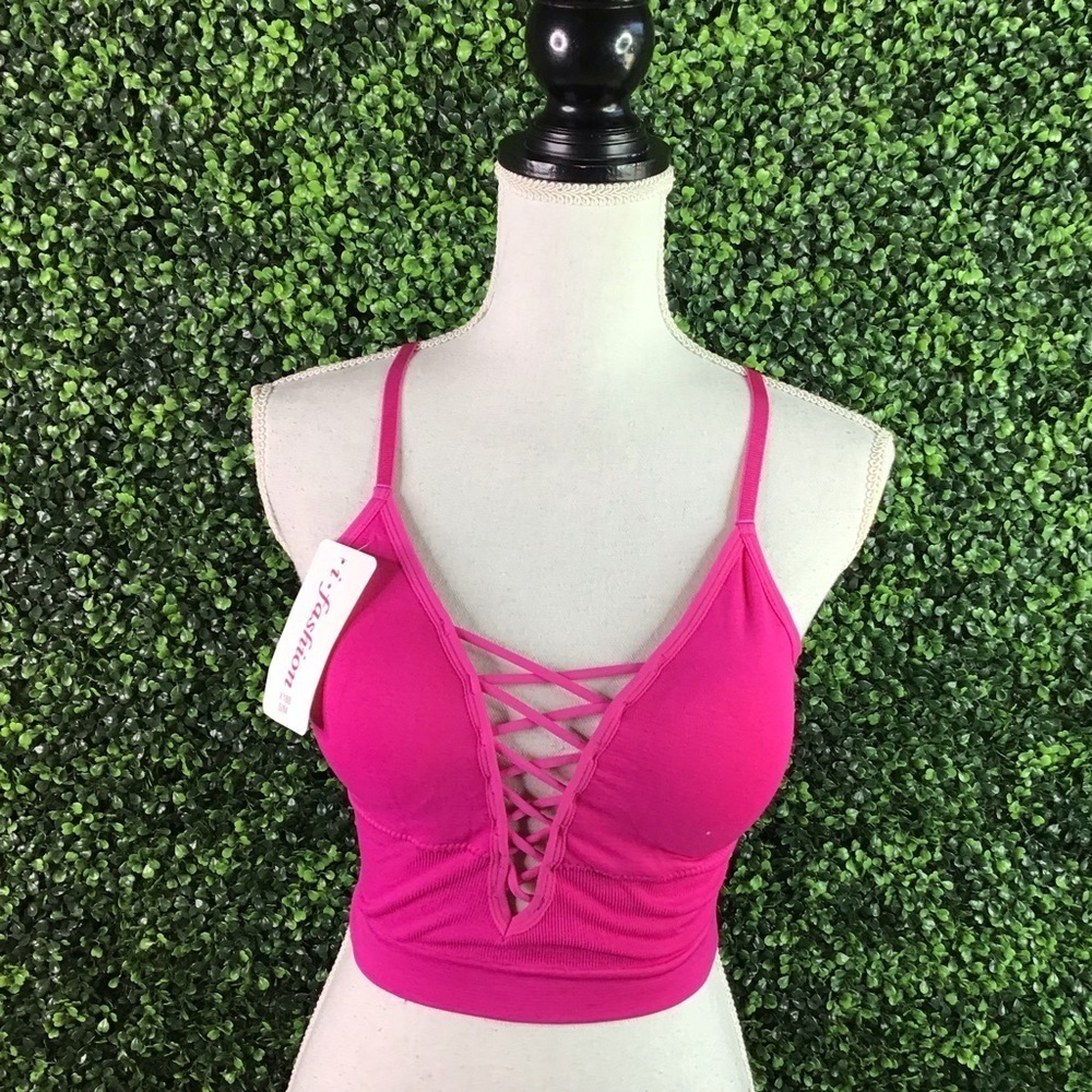 Hot pink bralette crop top nwt